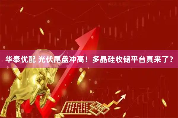 华泰优配 光伏尾盘冲高！多晶硅收储平台真来了？