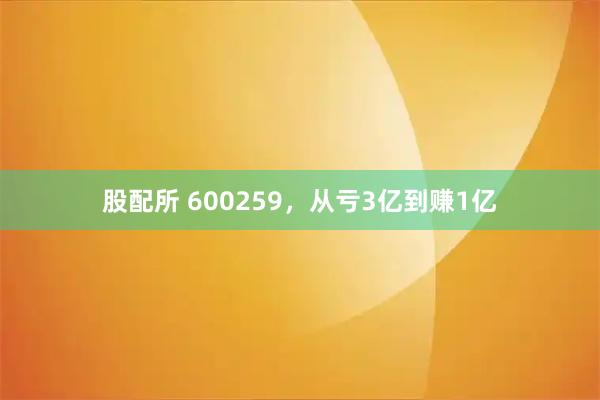 股配所 600259，从亏3亿到赚1亿